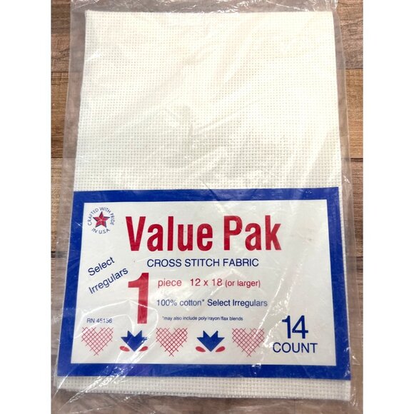 Value Pak Cross Stitch Fabric 12"x18" 14 Count 100% Cotton Select Irregulars Mad - Picture 1 of 3